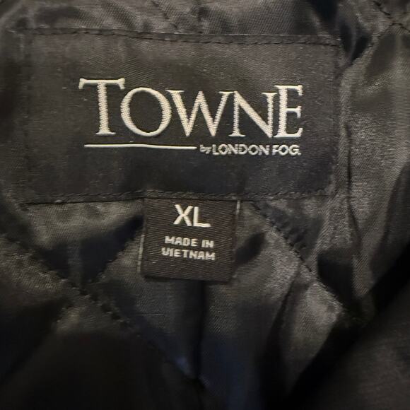Towne by London Fog Black Trench Coat Jacket Quilted Lining Mens XL Mid Length - Picture 4 of 9